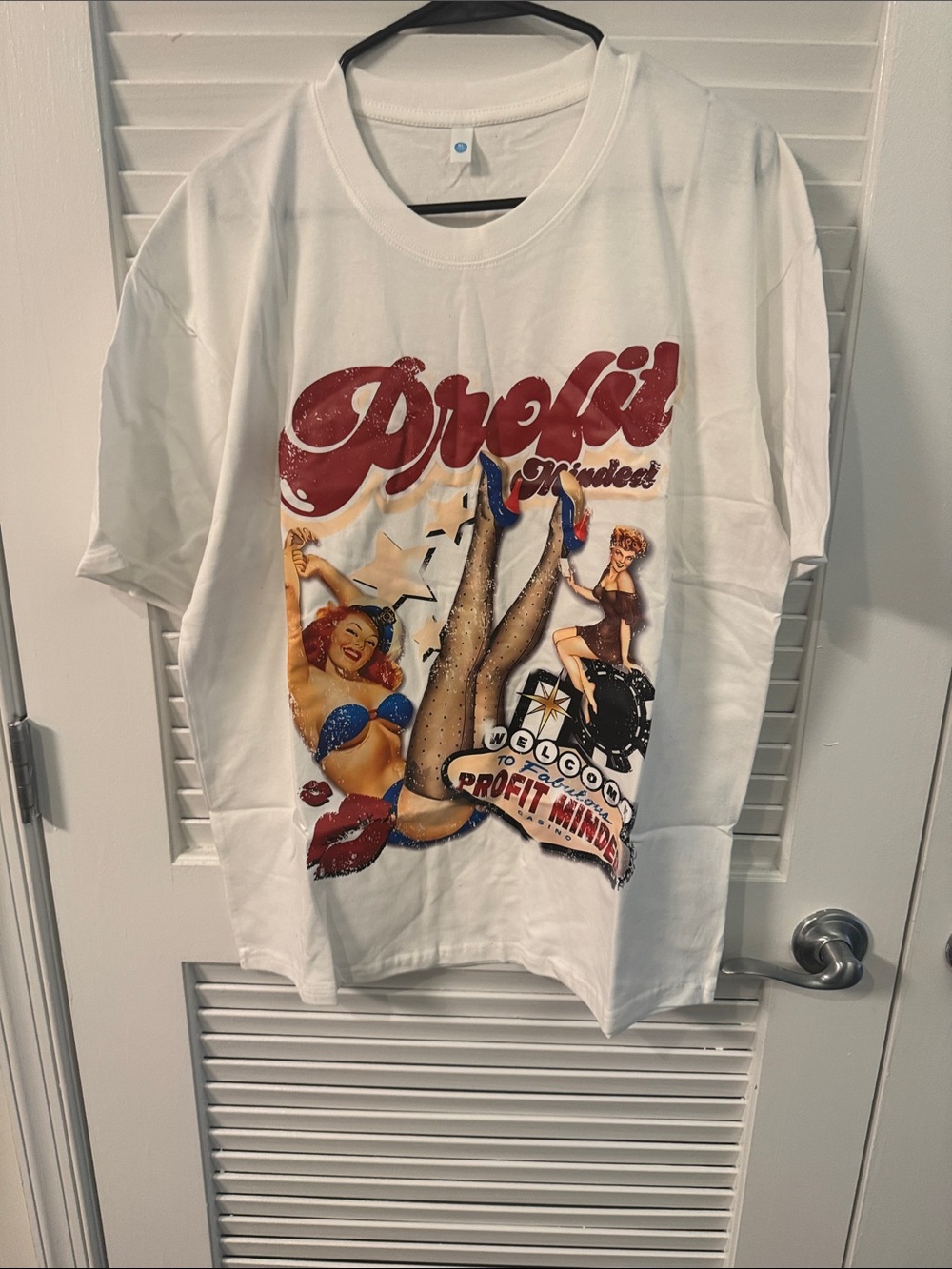 New! Vintage Graphic Pin-Up Tee with Retro Print - White